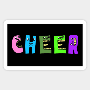 Cute Cheer Motivational Dancing Text Illustrated Letters, Blue, Green, Pink for all people, who enjoy Creativity and are on the way to change their life. Are you cheering for Change? To inspire yourself and make an Impact. Sticker